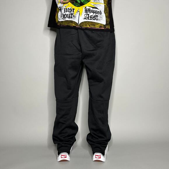 Nike Sweatpants Jet Black Polyester Subtle Swoosh Baggy Dri Fit - Picture 3 of 4